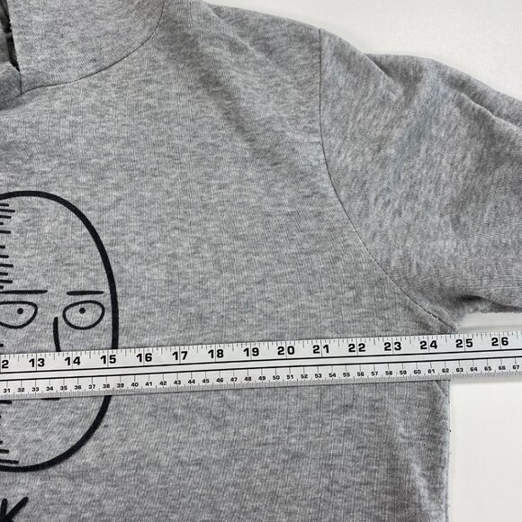 One Punch Man Anime Unisex Gray Hooded Sweatshirt "OK." Face Print - Picture 9 of 10